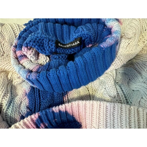 Balenciaga Tie Dye Cotton Chunky Knit Oversized Pink Blue Sweater Pullover Sz XS - Picture 13 of 16
